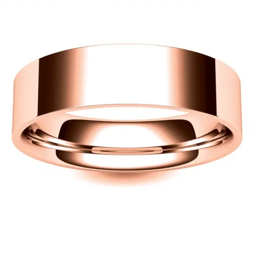 Flat Court Very Heavy -  6mm (FCH6R) Rose Gold Wedding Ring